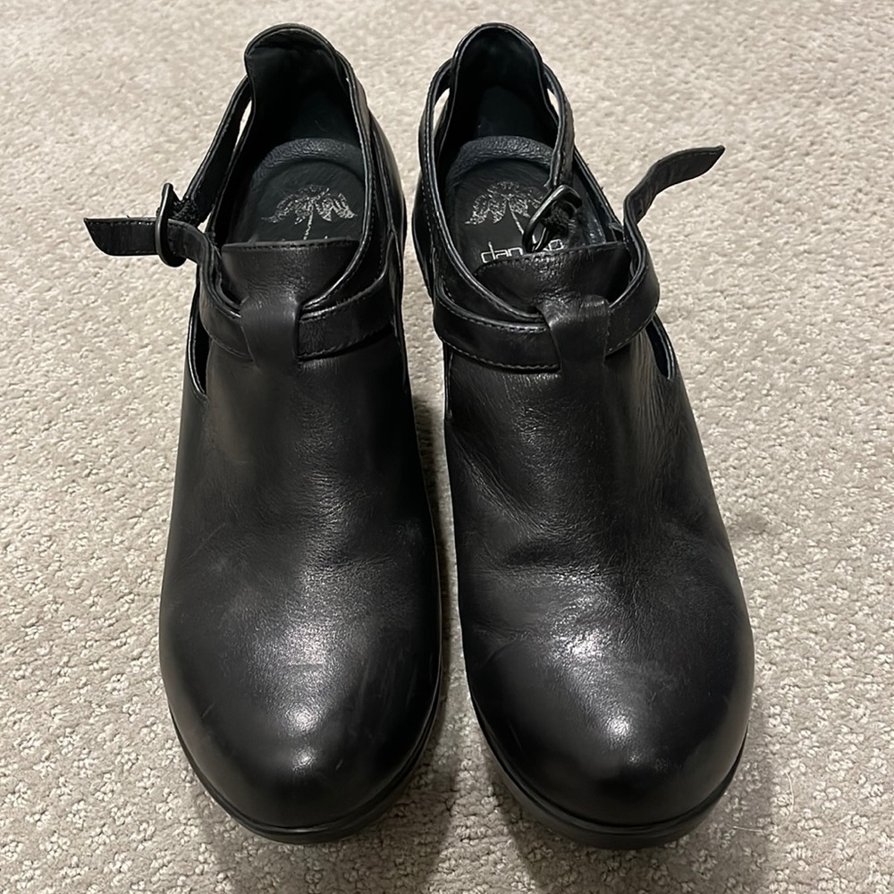 Black Dansko booties with wedge heel
